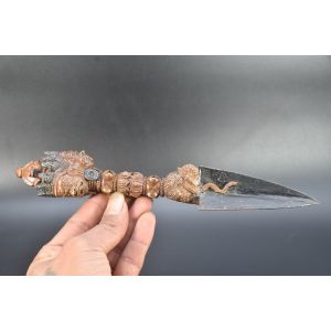 3 Face Copper Meditation Tibetan Vajrakilaya Phurba Phurwa Buddhism Dagger 