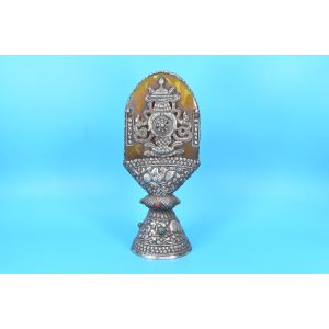 11" Tibetan Buddhist Metal Old Hand-Carved Tibetan Stamp Amber Seal Signet Nepal