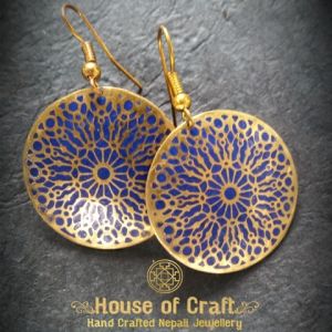 Hand-made Light Weight Stone Setting Brass Arabic Mandala Earring