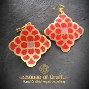 Light Weight Hand-Made Stone Filled Brass Rufi Earring