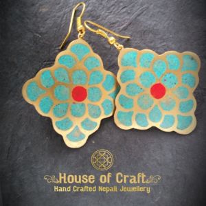 Light Weight Hand-Made Stone Filled Brass Rufi Earring