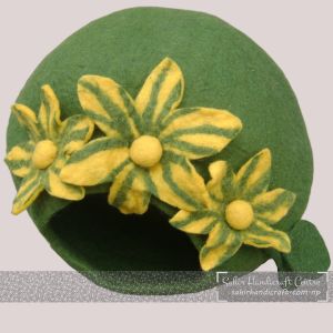 Green Cat Cave with Flowers on Top