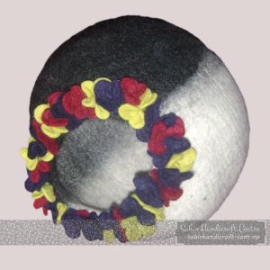 BLACK & WHITE CAT CAVE WITH FLOWERS