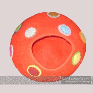 Bright Red Cat Cave with Colored Patches