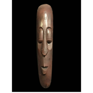 Handmade Wooden Mask Of Long Face Somalian, Painted Brown