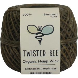 100% Organic Hemp Wick with Natural Beeswax Coating, Twisted Bee (200ft x Standard Size) - Wholesale Box of 90