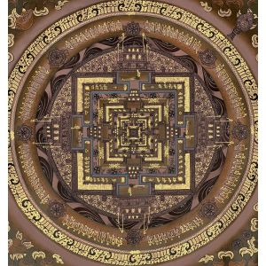 Hand-Painted Kalachakra Mandala Tibetan Thangka Art on Canvas, 12 x 12 Inches
