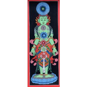 Hand-Painted 7 Life Chakra, Healing Medical Thangka Painting, Art on Canvas 