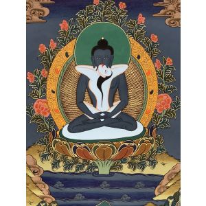 Hand-Painted Tantra Buddha Samantabhadra Tibetan Thangka Art on Canvas 13 x 17 Inches