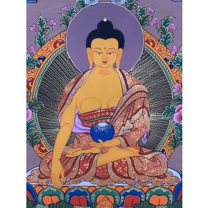 Hand-Painted Shakyamuni Buddha Tibetan Thangka Art 13 x 17 Inches