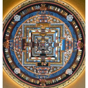 Hand-Painted Wheel of Life Mandala Thangka Painting, Buddhist  Art 14 x 14 Inches