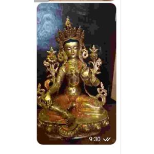 Statue of Green Tara Gold Plated
