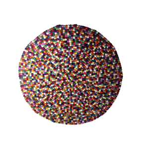 Multicolor 118 cm Round Hand-Felted Felt Ball Carpet for Home & Office Decoration
