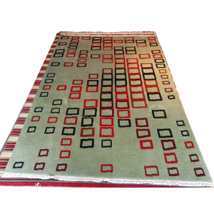 Handmade Nepali Wool Rug – Light Green Modern Pattern, 60 Knots, 170x240 cm
