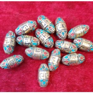 Stone Inlayed Metal jewelry Beads