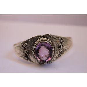 Handmade Amethyst Sterling Silver Bangle
