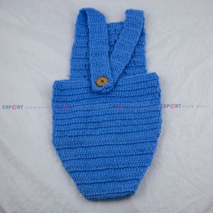 Azure Blue Woolen Single Button Baby Dungaree Prop for Photoshoot for New Born Baby