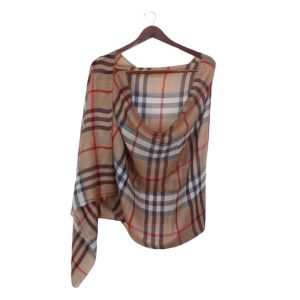 Coffee Brown Checked Design Pashmina Super Ring Shawl