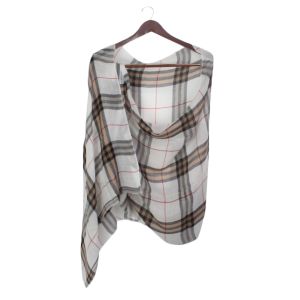 Off White Checked Design Pashmina Super Ring Shawl