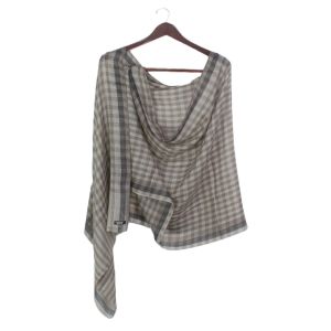 Stone Gray Checked Design Pashmina Super Ring Shawl