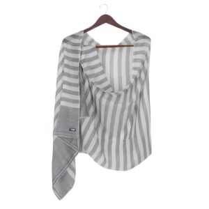 White and Gray Striped Design Super Ring Shawl