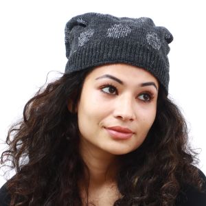 Black and White Polka dot Woolen Beanie
