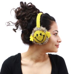 Woolen Yellow Smiley Emoji Earmuff