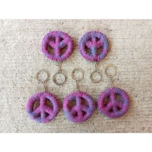 Set of 5 Nepali Felt Keychain/Key Rings - Unique, Eco-friendly, and Handcrafted
