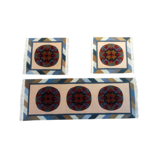 Handknotted Nepali Woolen Carpet Set for Car & Taxi – Peach, 3-Piece Set