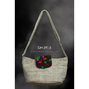 Hemp Bag with hand-made embroidery (Hand bag) 