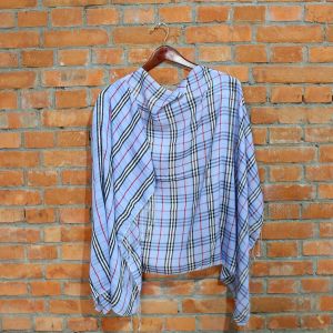 Sky Blue Check Designed Watershawl