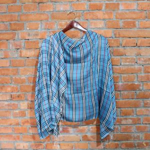 Blue Check Designed Watershawl