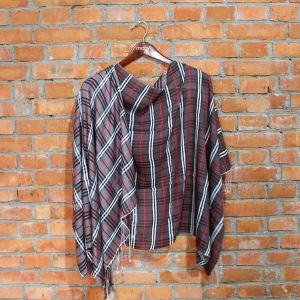 Dark Gray Check Designed Watershawl