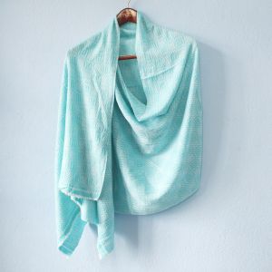 Patterned Design Sky Blue Double Ply Stole