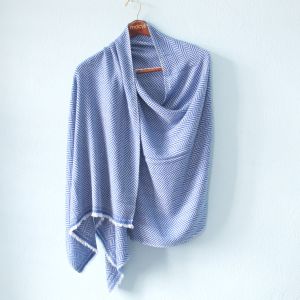 Fishtail Pattern Design Blue Double Ply Stole