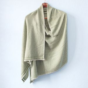 Fishtail Pattern Design Light Green Double Ply Stole