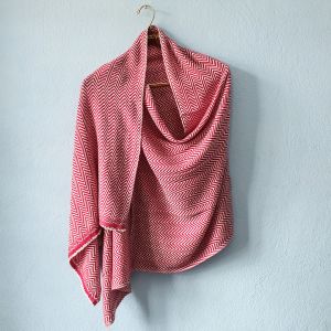 Fishtail Pattern Design Red Double Ply Stole