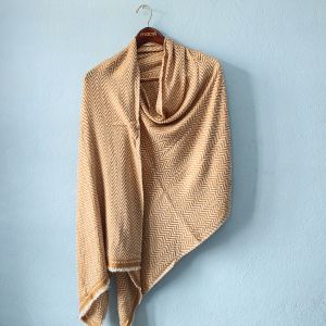 Fishtail Pattern Design Peanut Brown Double Ply Stole