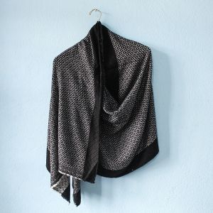Diamond Pattern Design Black Double Ply Stole with Border