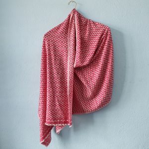 Red & White Diamond Pattern Design Double Ply Stole