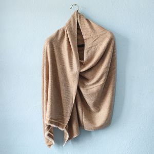 Long Fishtail Pattern Design Cream Double Ply Stole