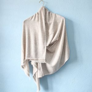 Long Fishtail Pattern Design Light Gray Double Ply Stole