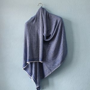 Long Fishtail Pattern Design Blue Double Ply Stole