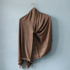 Long Fishtail Pattern Design Dark Brown Double Ply Stole