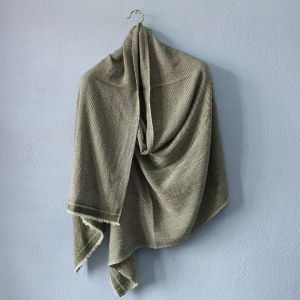 Long Fishtail Pattern Design Forest Green Double Ply Stole