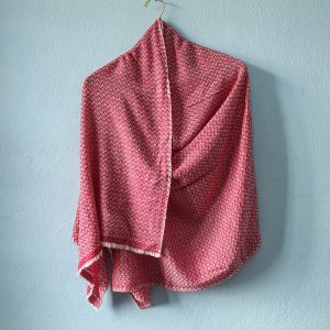 Crimson Red Fish Bone Pattern Design Double Ply Stole