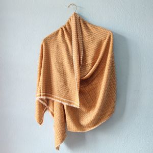 Orange Fish Bone Pattern Design Double Ply Stole