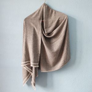 Khaki Brown Fish Bone Pattern Design Double Ply Stole