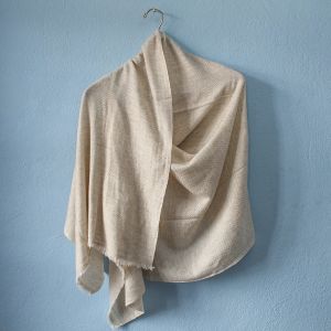 Beige Fish Bone Pattern Design Double Ply Stole