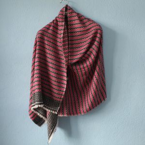 Red & Black Fish Bone Pattern Design Double Ply Stole   